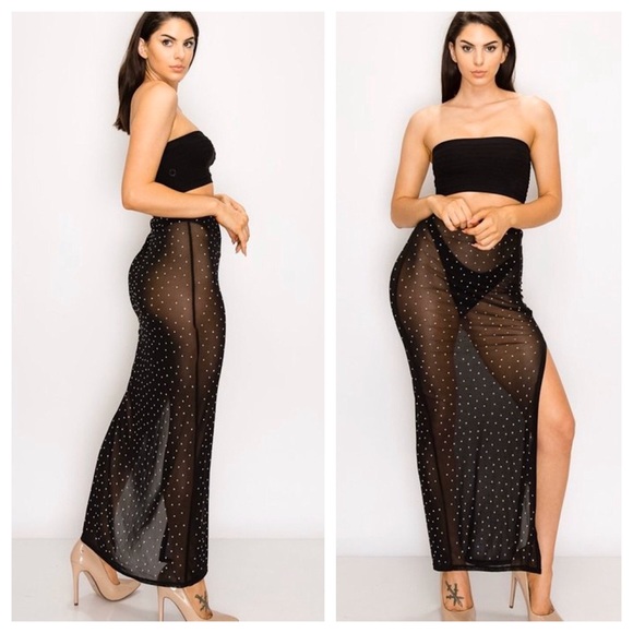 Sheer Rhinestone Skirt - Picture 4 of 6